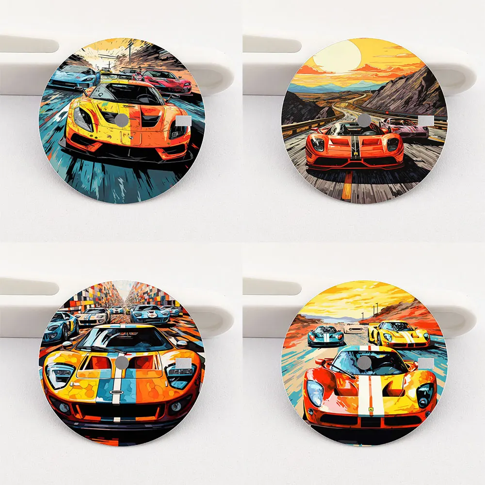 

The 28.5mm dial NH35 dial sports car creative color-printed series dial is suitable for NH35/36 movement wristwatch accessories