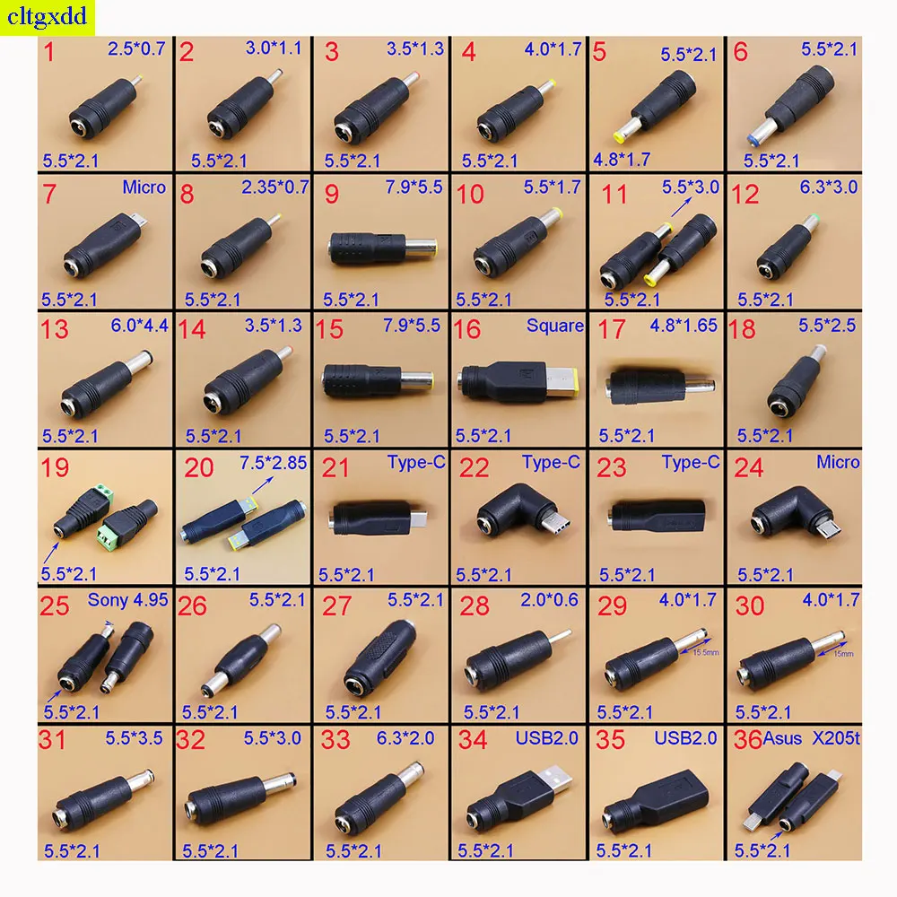 1 Chiếc DC Nam Nữ 2.5X0.7 6.5*4.4 4.0X1.7 3.0*1.1 5.5*2.5 Loại C Usb 5.5*2.1 Cắm Máy Tính Chuyển Đổi