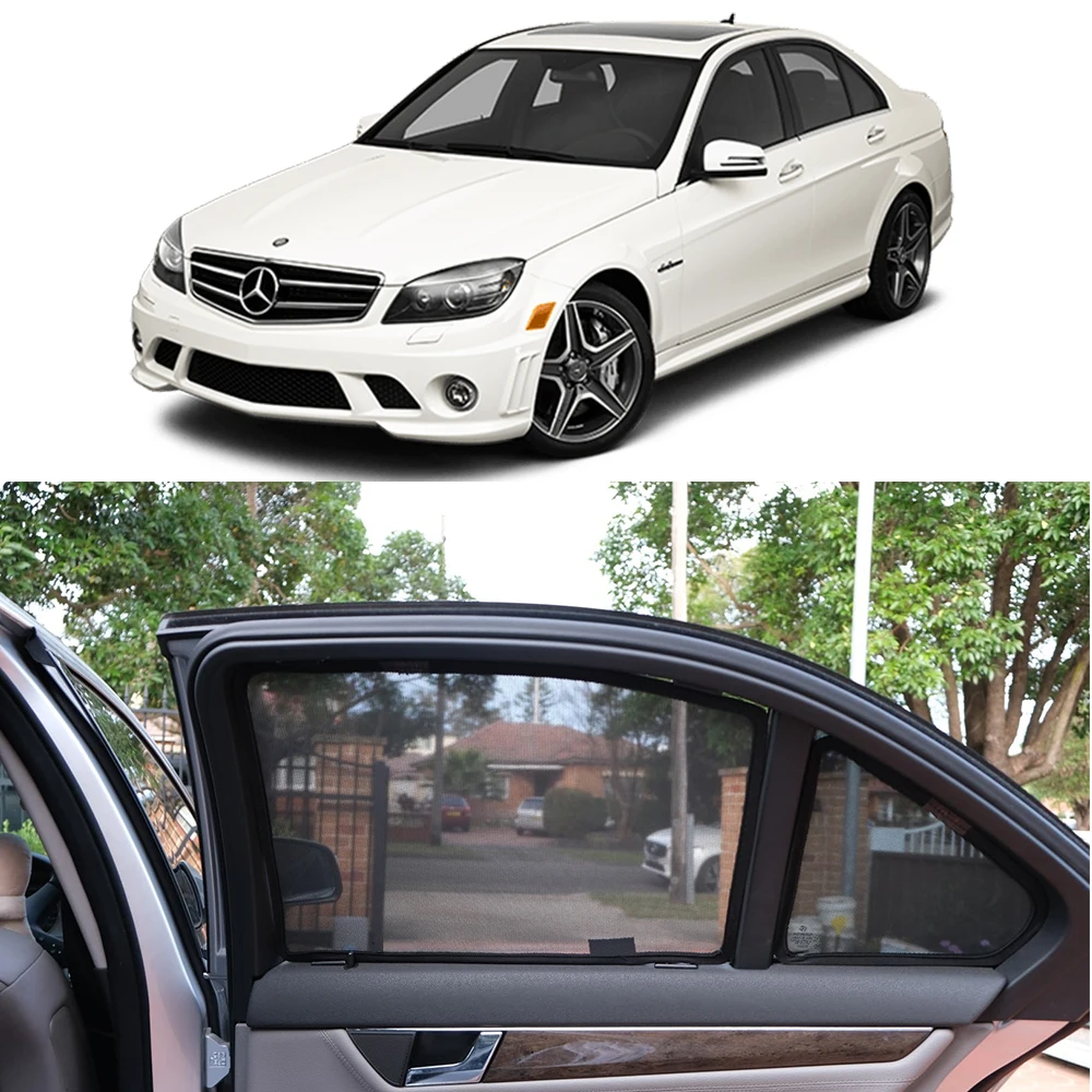 For Mercedes Benz C Class W204 2007-2014 Magnetic Car Sunshade Shield Front Windshield Curtain Rear Side Window Sun Shade Visor