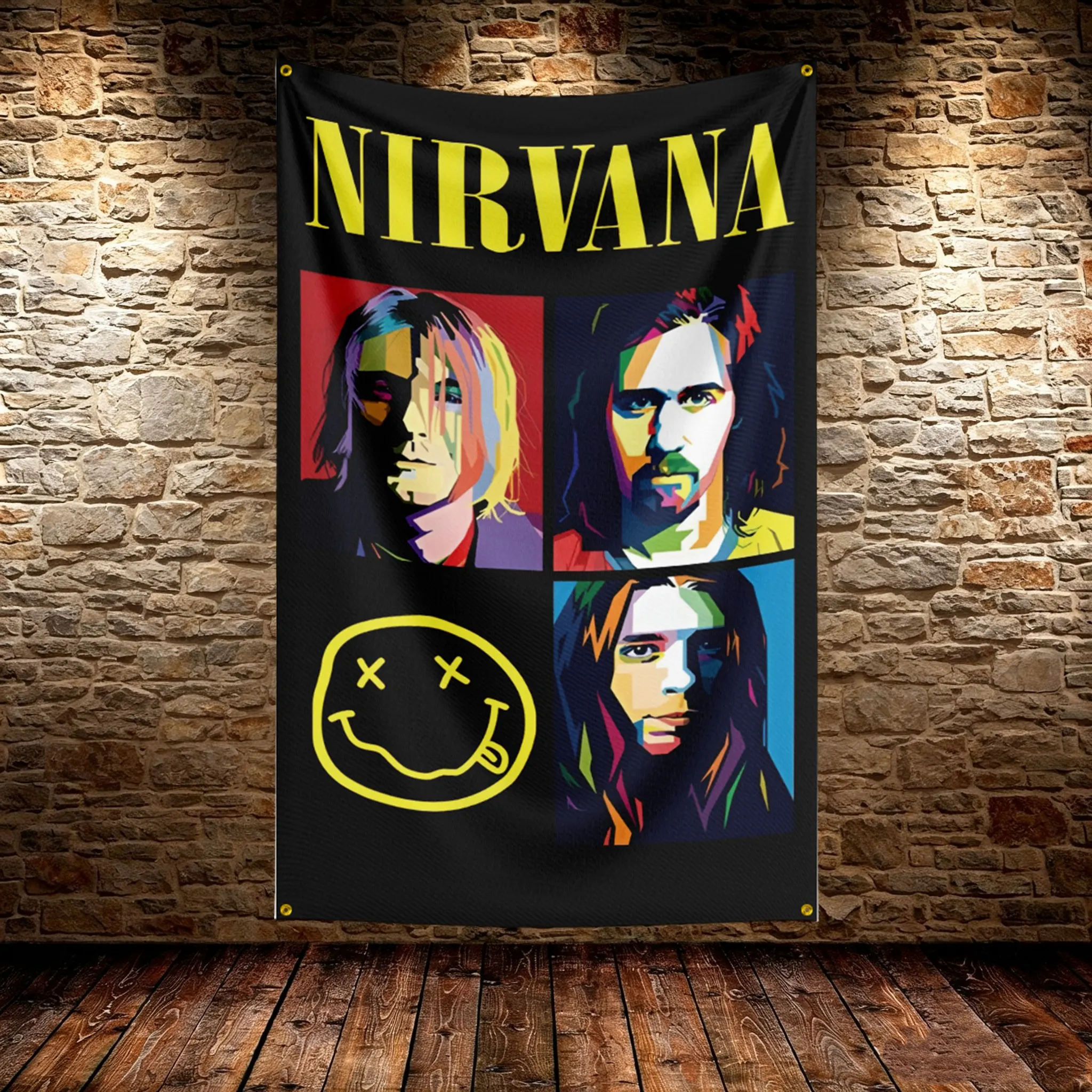 Nirvana Music Flag HD Printed Fade Resistant Hanging Banner For Camping Indoor Livingroom Wall Home Festival Party Decor