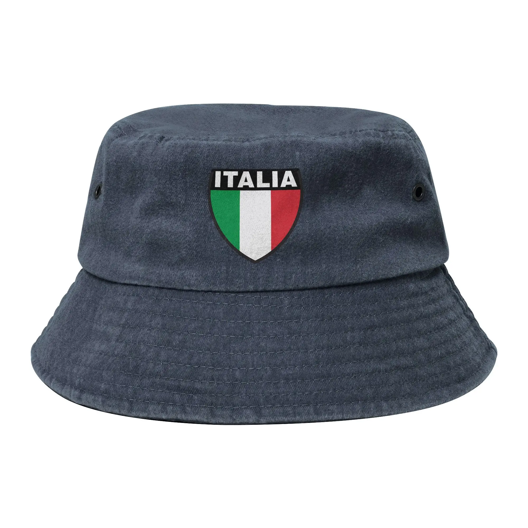 Unisex Distressed Denim Bucket Hat Italia Italy Italian Flag Vacation Fishing Hats  Bob Gift Idea