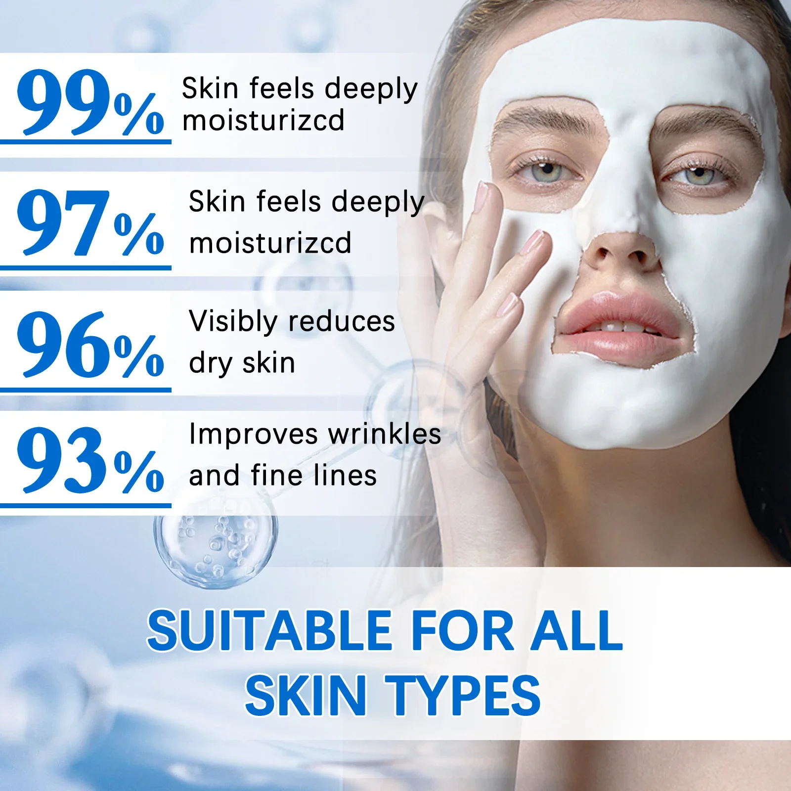 100 جرام قناع حمض الهيالورونيك مسحوق ترطيب تنعيم سطع المغذيات تغذي تحسين الجلد الجاف قناع الوجه العناية بالبشرة #2