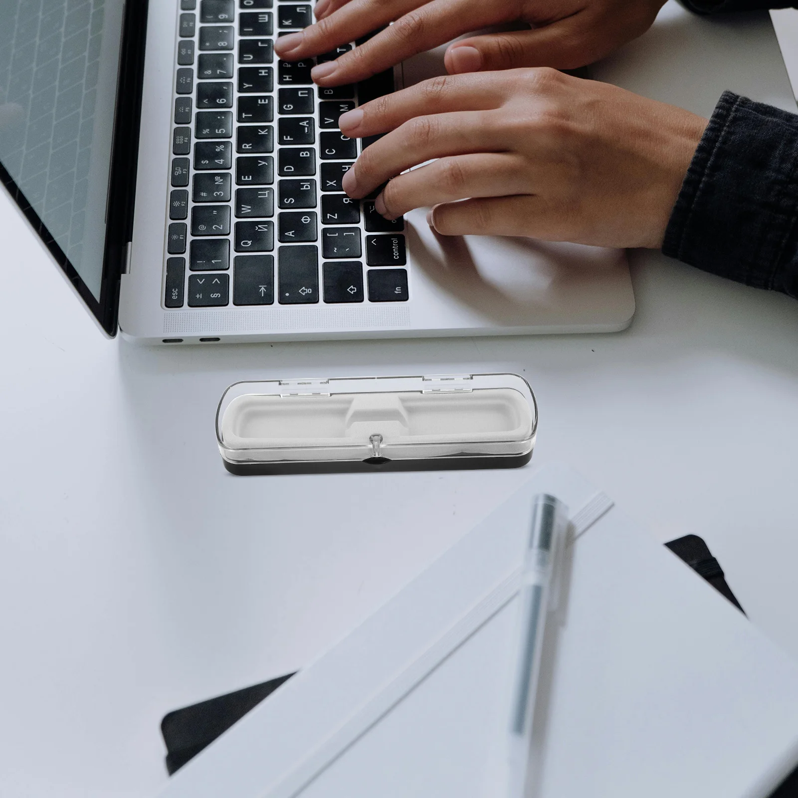 

5Pcs Clear Rectangular Plastic Pen Case Pencil Holder Organizer Transparent Desktop Storage Box for School Office Use