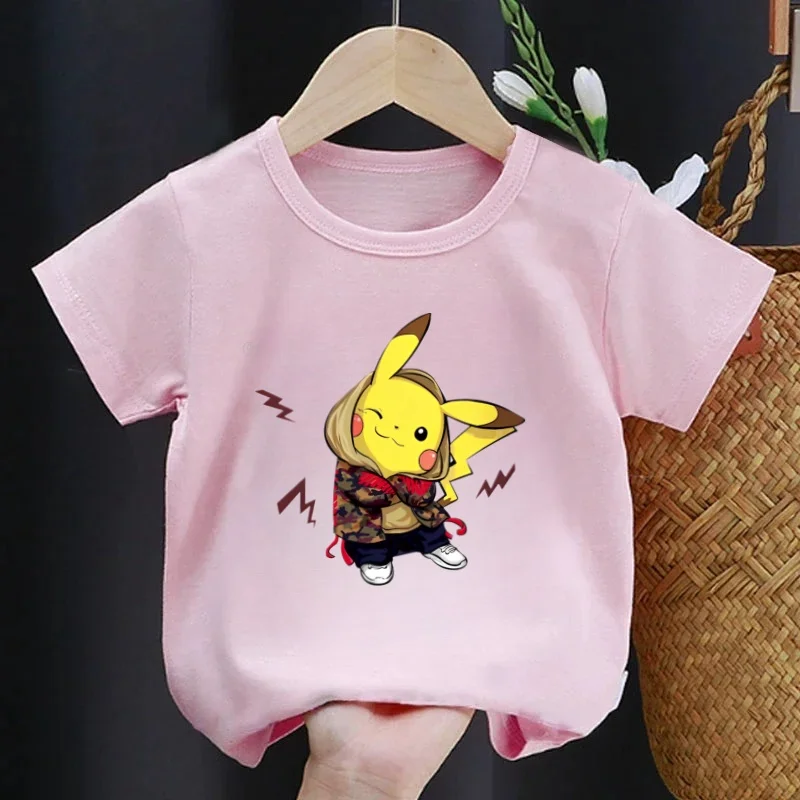 Anime Pokémon Cute T-shirt Anime Game Cartoon Cotton Streetwear Short Sleeve Casual Loose Short Sleeve Clothes Tops
