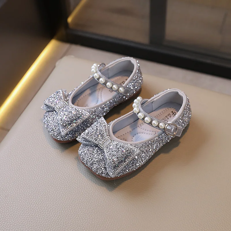 Kid Shoes 2024 Girls Princess Shoe Soft Sole Ballet Dance Water Diamond Small Leather  Mary Jane Shoe