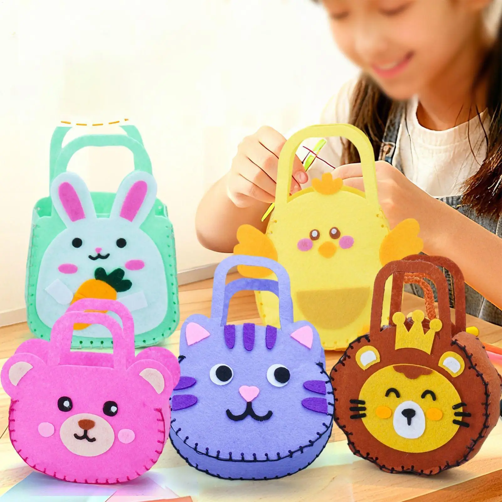 Naaiset voor meisjes Educatieve knutselbenodigdheden Naaihandtassenset voor beginners Meisjes knutseliefhebbers DIY-liefhebbers Verjaardag