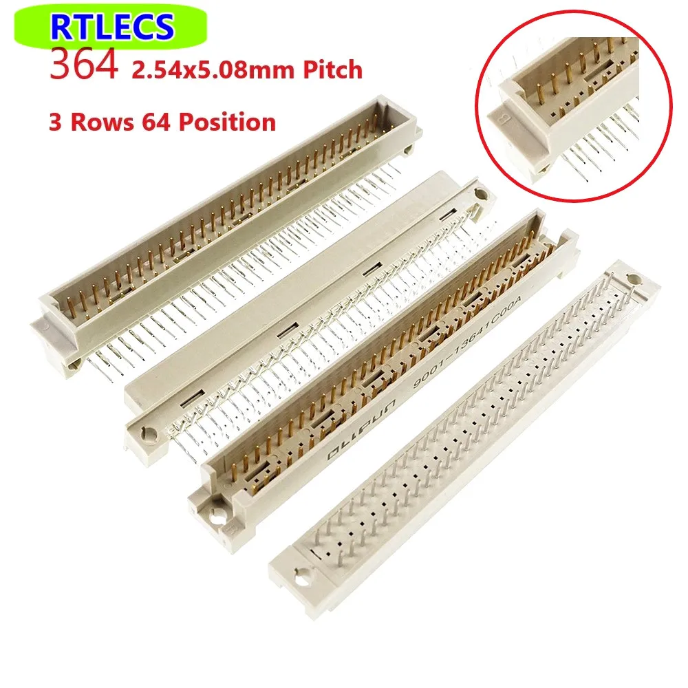 5 Pcs DIN 41612 Connector 20 30 32 48 64 96 Pin Plug Male Female Socket Vertical Right Angle Through Hole PCB Pitch 2.54 MM