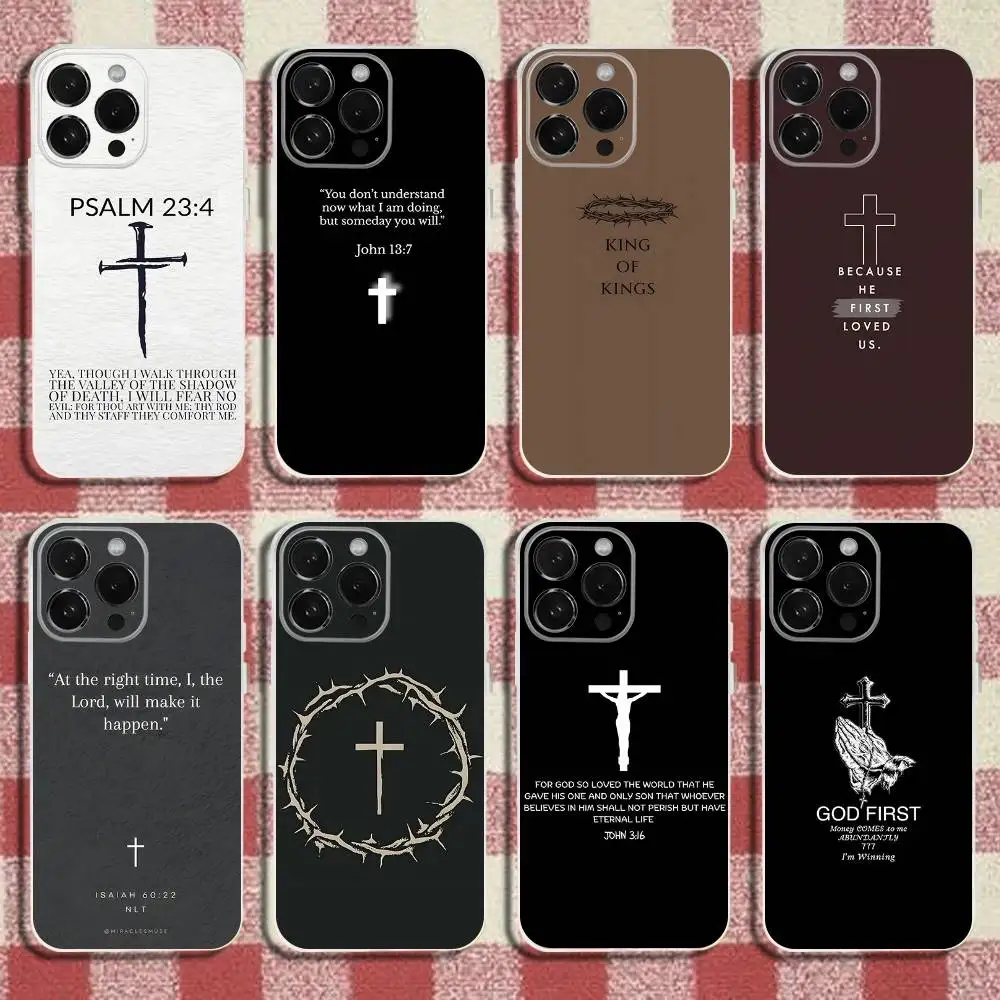 

Jesus Bible Verse Phone Case For iPhone 16,15,14,13,12,11 Pro,Max,Plus,X,XS,XR,SE,Mini Transparent Silicone Soft