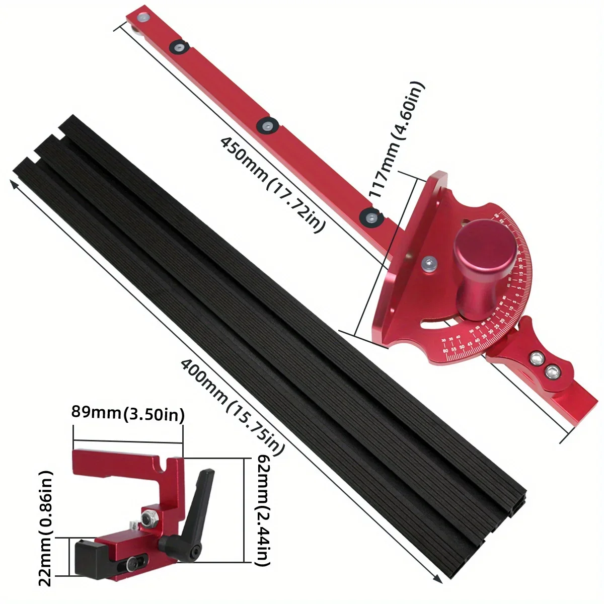 Precision Table Saw Miter Gauge System W/ 27 Angle Stops and 3/4\