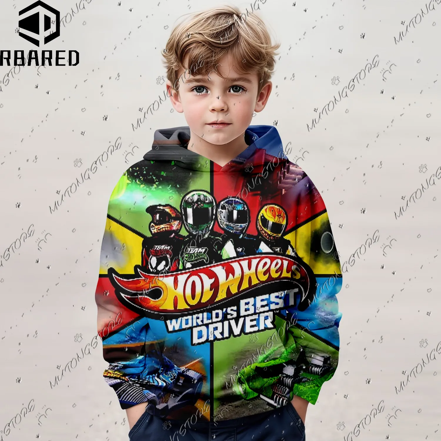 2024 New Child Long-Sleeved Top Hoodie Car 3d Print Trendy Boy Jacket Handsome Style RBARED Brand High Quality Clothes