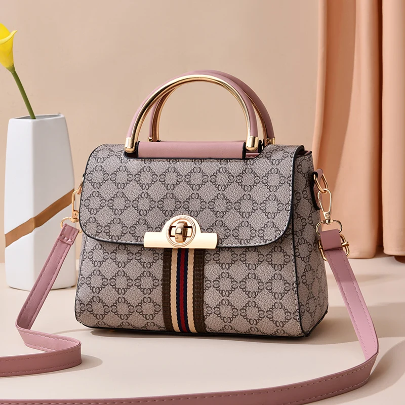 Fashion contrast color vintage fashion printed women\'s handbag, the texture of the foreign style all shoulder crossbody bag