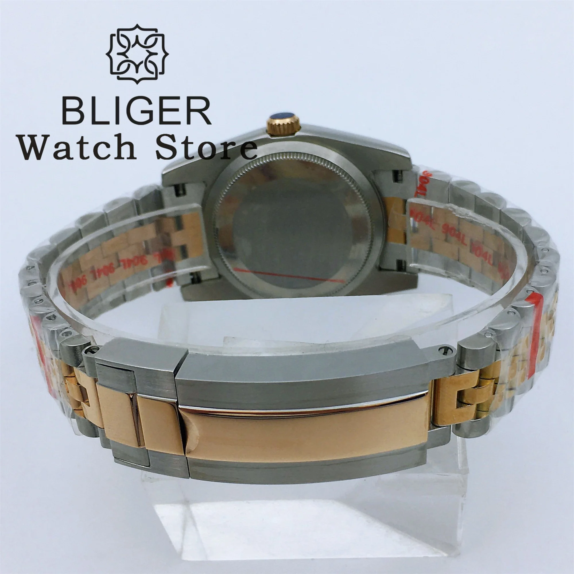Автоматические механические водонепроницаемые часы BLIGER NH35 36 мм 39 мм для мужчин, серебристые, розовые, золотистые, двухцветные часы с сапфировым стеклом и автоматической датой