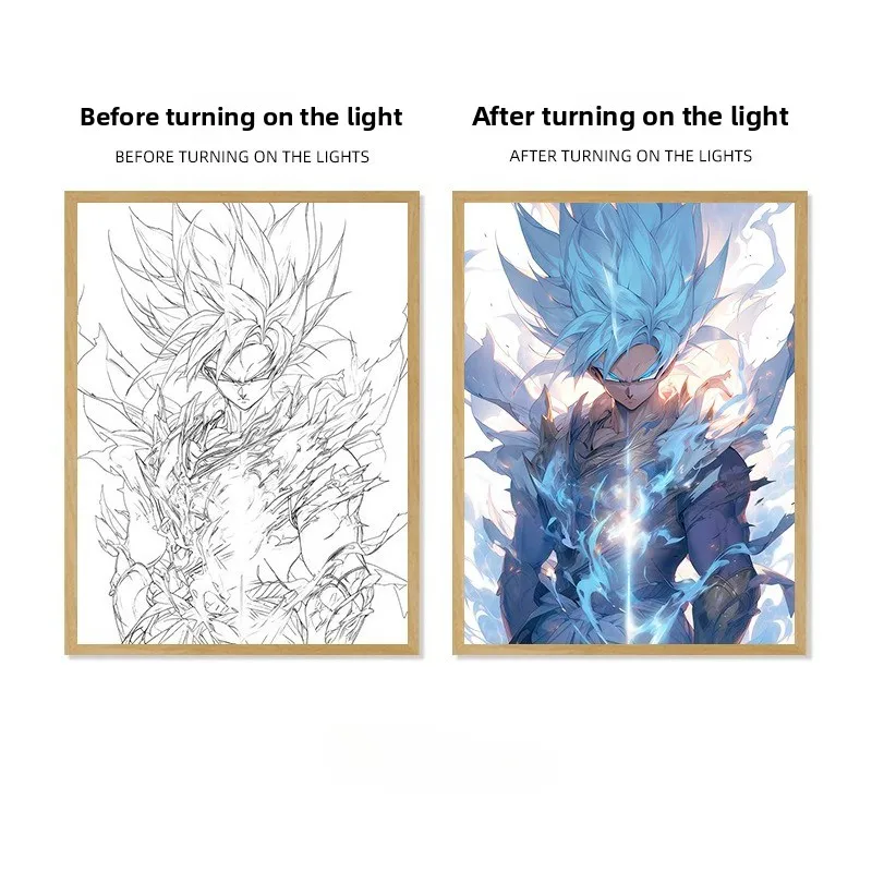 22cm/8.66in Dragon Ball Anime Light Painting Wukong Peripherals Night Led Luminous Cartoon Collectible Lamps Desk Party Supplies - Image 5