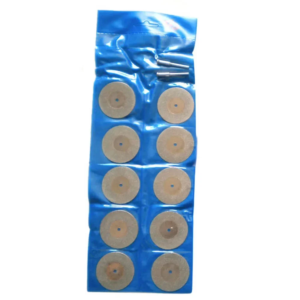 10Pcs Diamond Cutting Discs 50mm 2 inch Coated Electroplated Rotary Cutting Discs Cut Off Blade Wheels+2pcs 3mm Shank mandrels