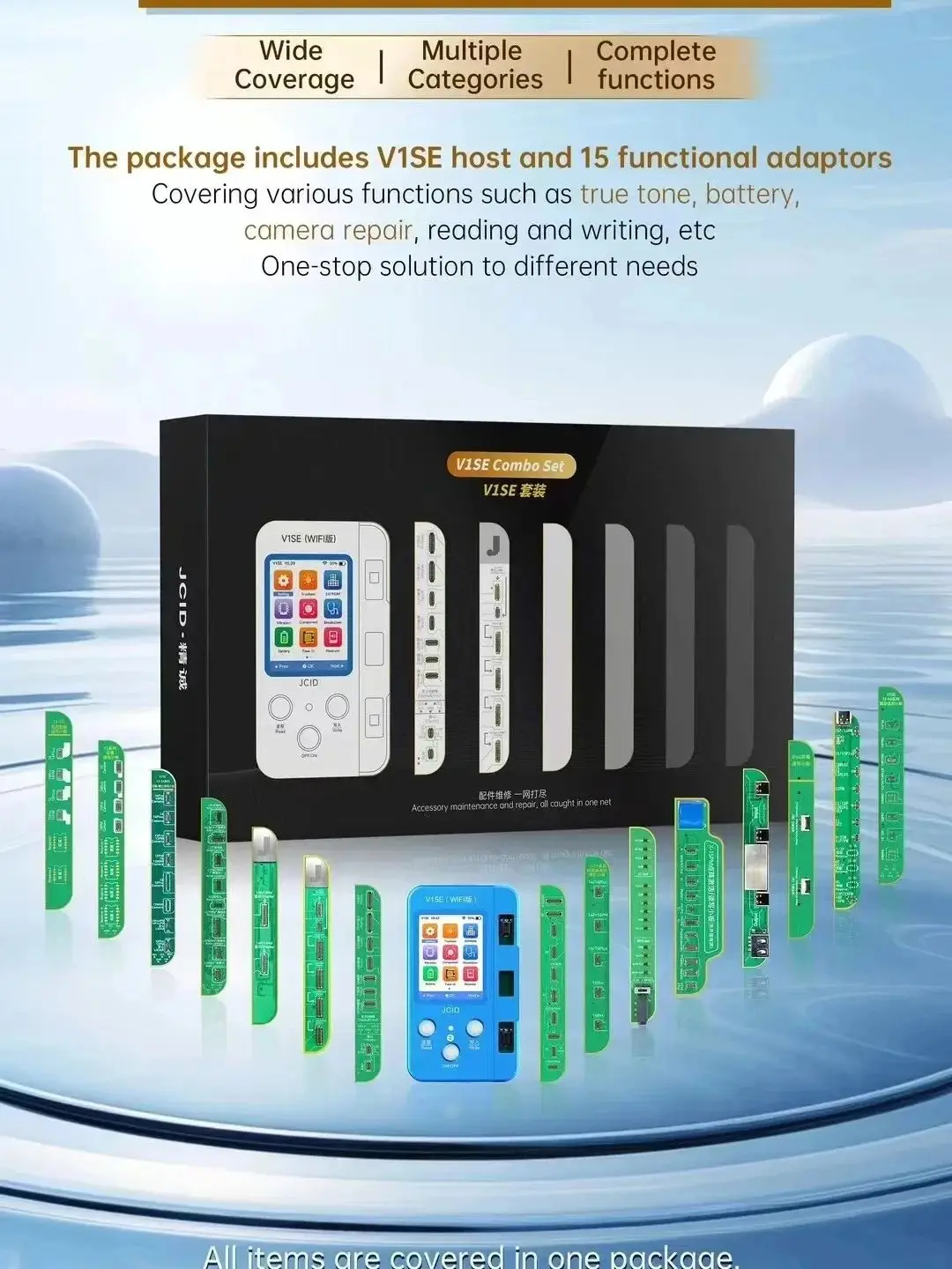 JC V1SE Programmer for iPhone X 11 12 13 14 15 Pro Max Photosensitive Color Touch Shock Fingerprint Battery Programmer