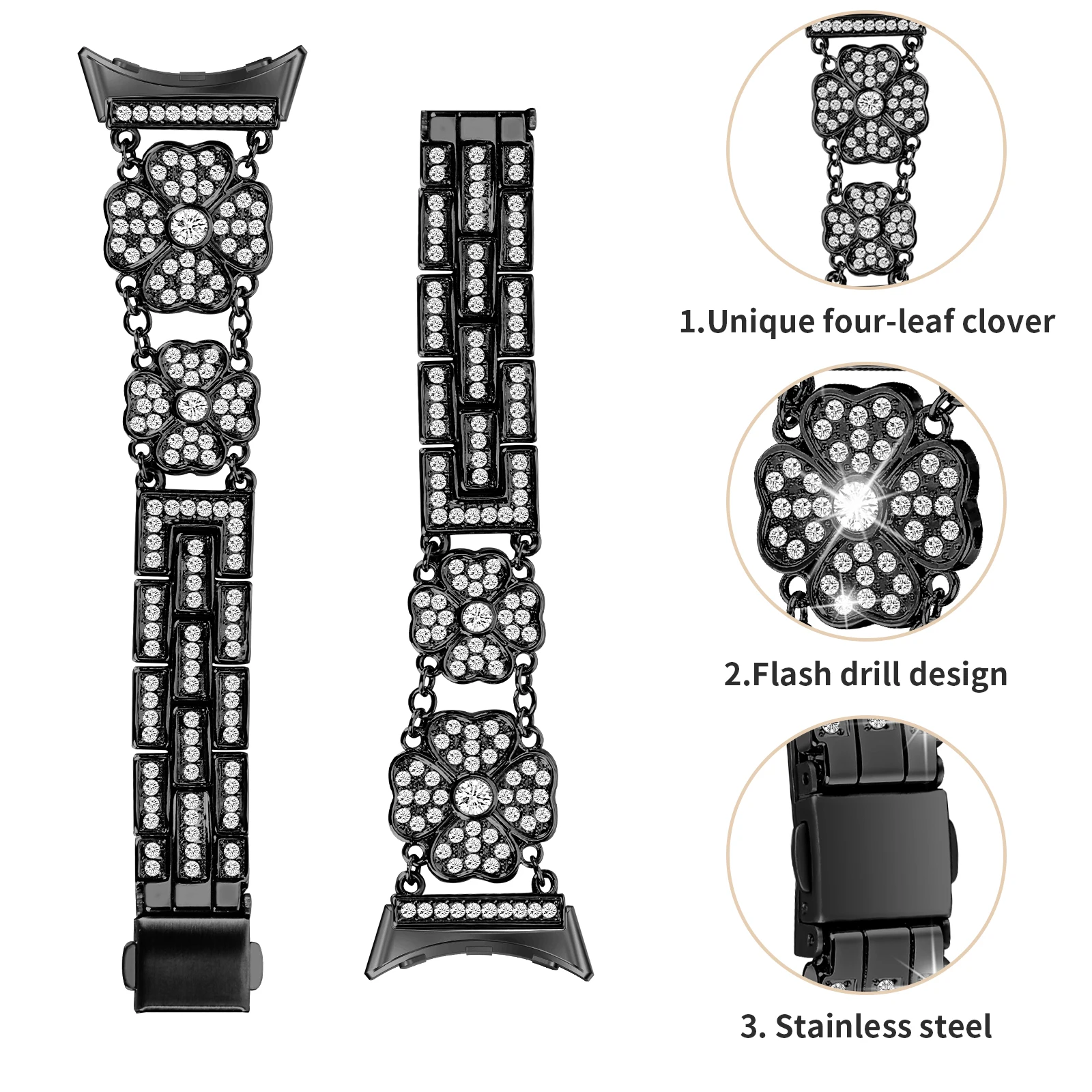 حزام من الفولاذ المقاوم للصدأ لساعة Google Pixel Watch 4 Band Clover Flower Diamond Metal Bracelet إكسسوارات لساعة Pixel 1 2 3 #2