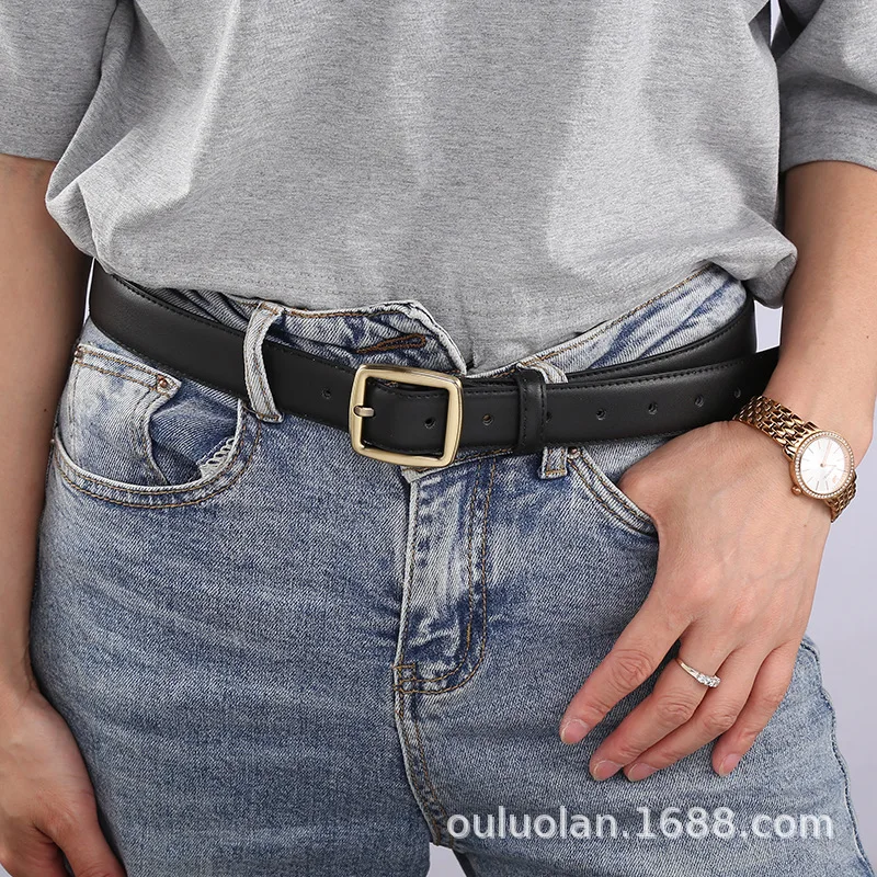 Classic and Fashionable Women's Leather Belt for You To Match with Different Styles Multi Color Optional Black Trendy Belt