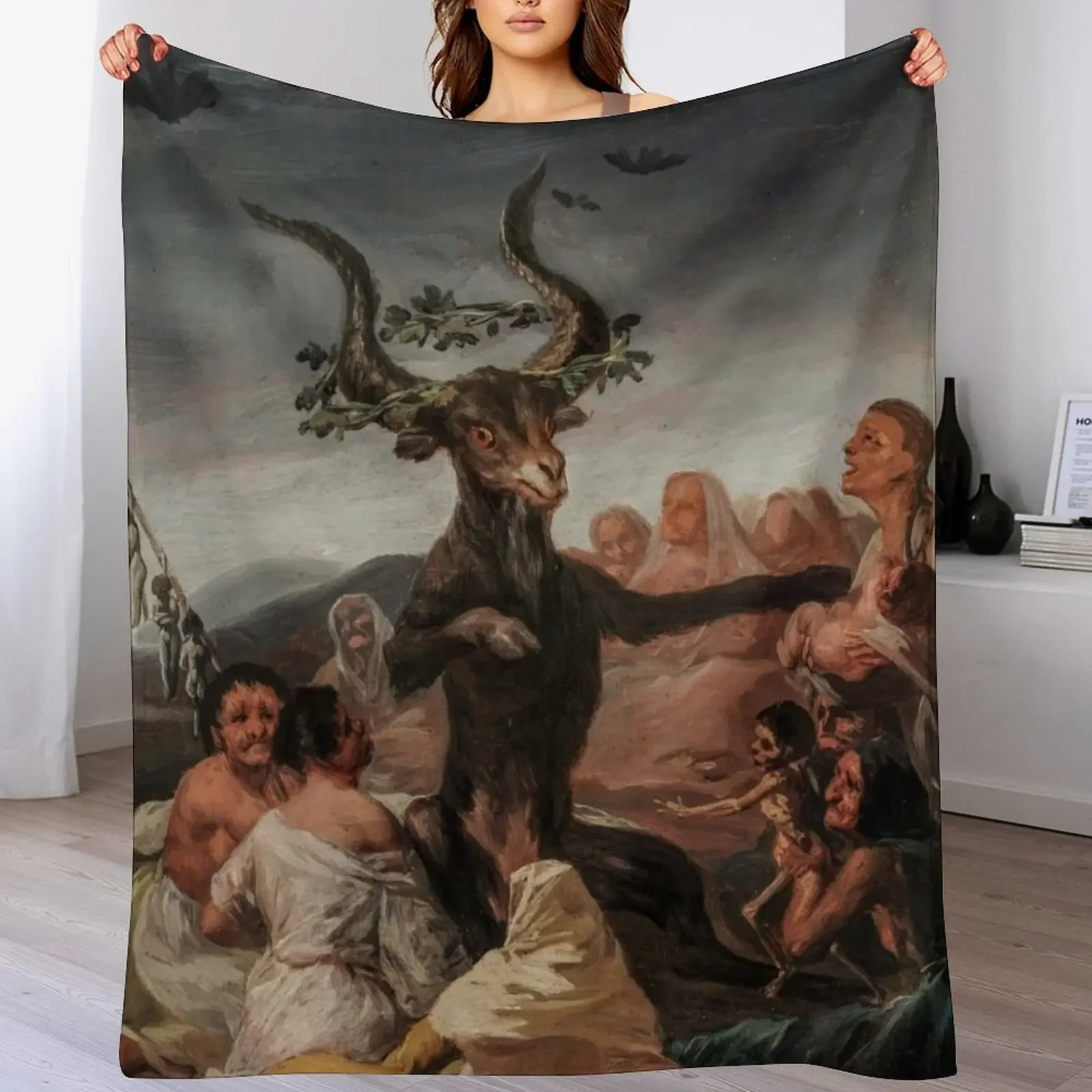 

Francisco de Goya - Witches Sabbath (El Aquelarre) Throw Blanket Furry Quilt Blankets