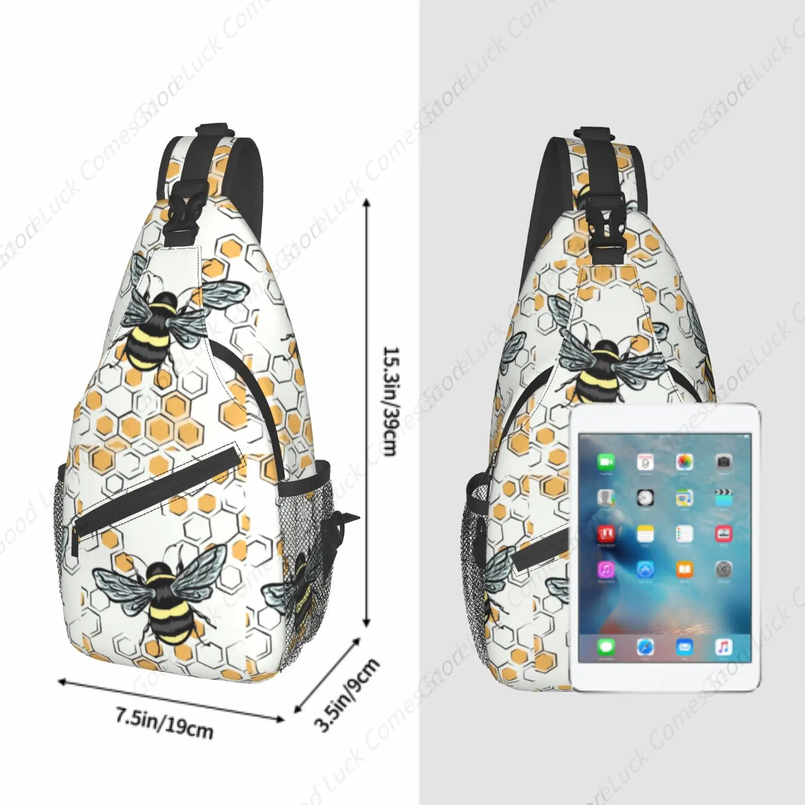 Bee และ Honeycomb กระเป๋าสะพายข้างอินเทรนด์สลิงกระเป๋าเป้สะพายหลังกระเป๋าสะพายยิมขี่จักรยานท่องเที่ยวเดินป่า