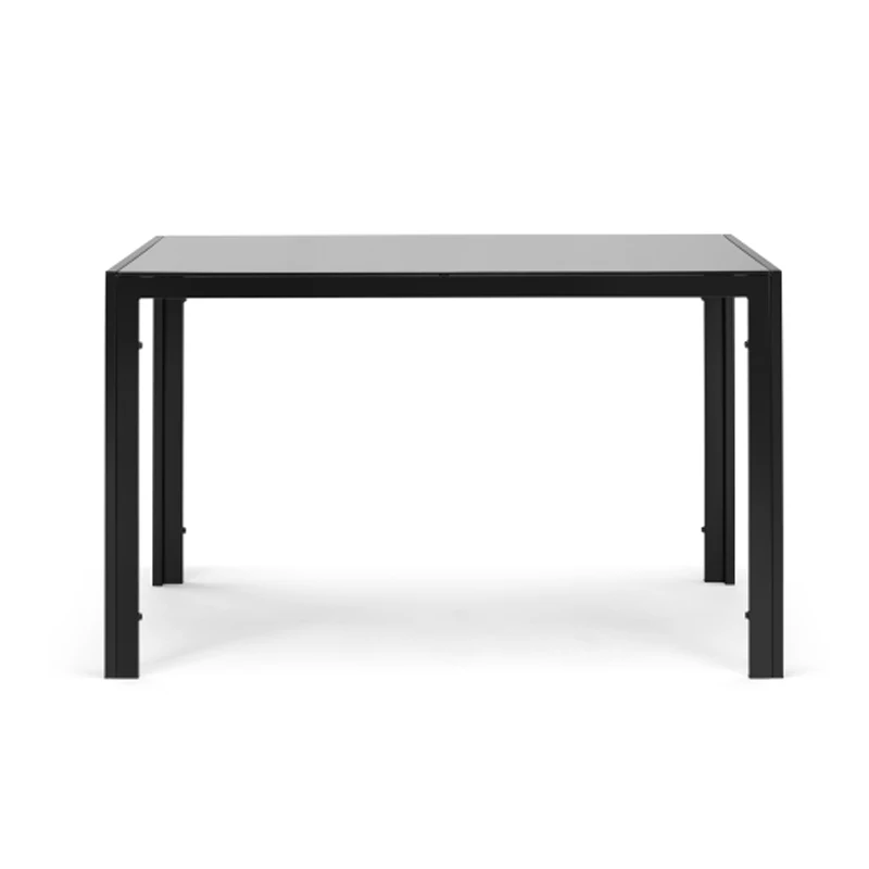 Juego de mesa de comedor de 5 piezas para 4, mesa de comedor de vidrio templado para cocina, 4 sillas de piel sintética, negro