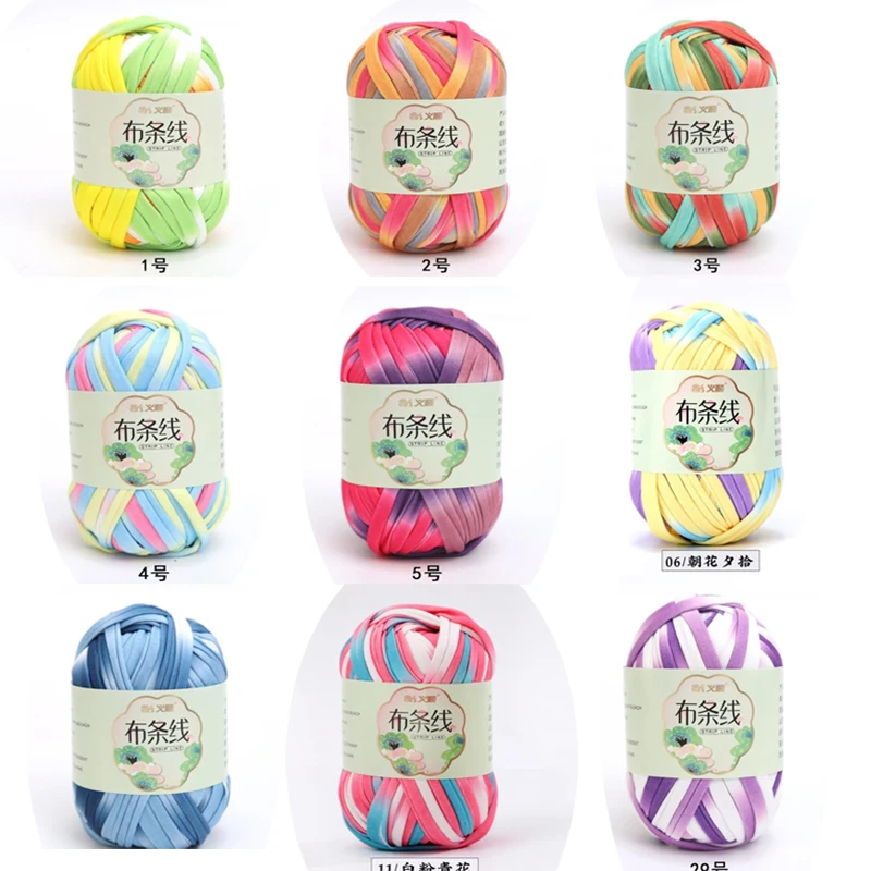

100g/Ball Fabric Cloth Yarn T-Shirt Yarn Color Knitting Blanket Carpet Handbag Super Soft Thick Knit Crochet Cloth Yarn