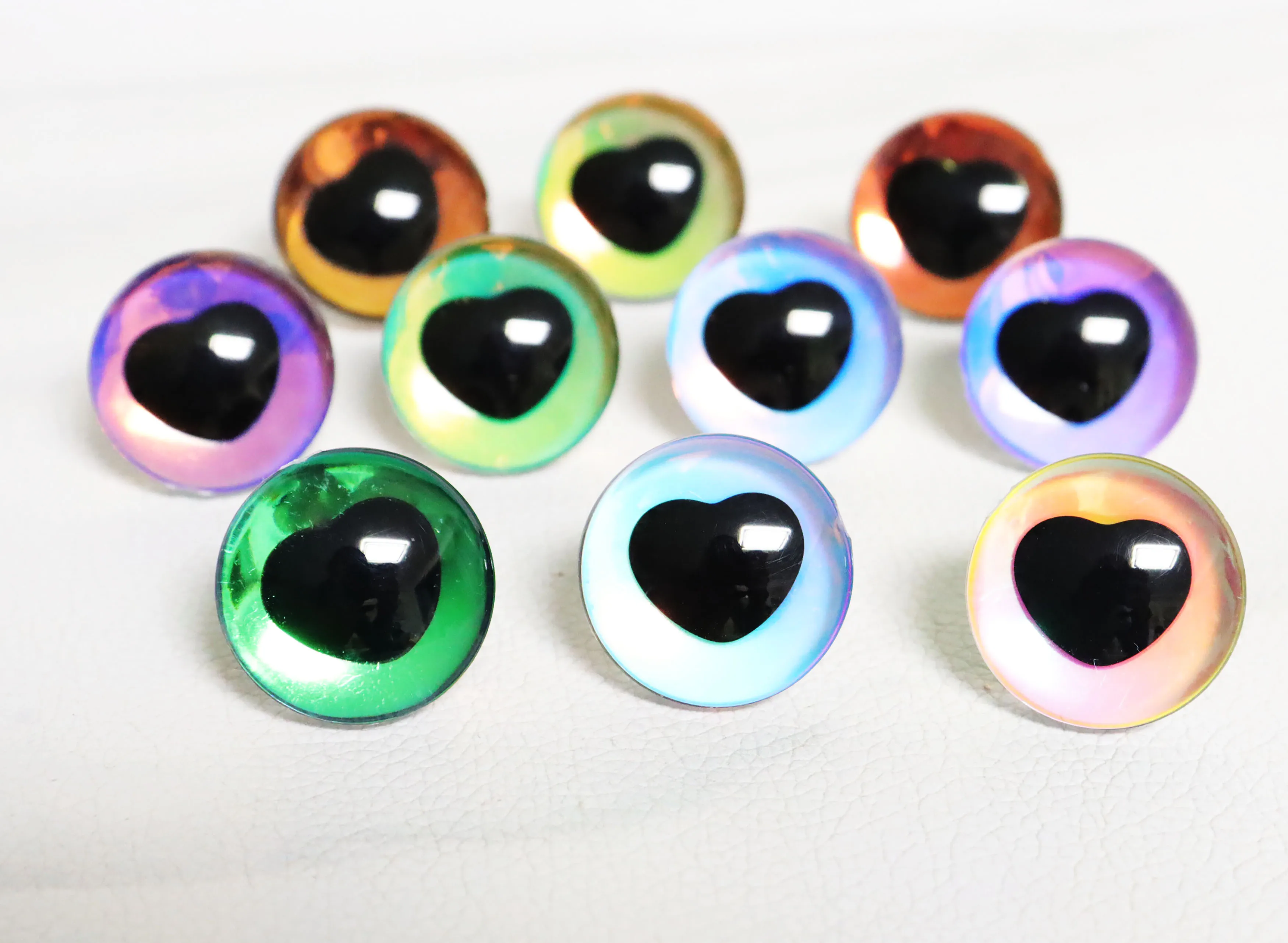 HC10  10pair/lot  25mm Heart clear black pupil 3D Comical round glitter toy eyes with hard washer