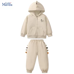 Little maven Autumn Baby Boys Cartoon Dinosaur Hoodie Cooton Tops Coat+ Pants Boy Clothing Novelty Sets Kids Clohes Hooded Suit