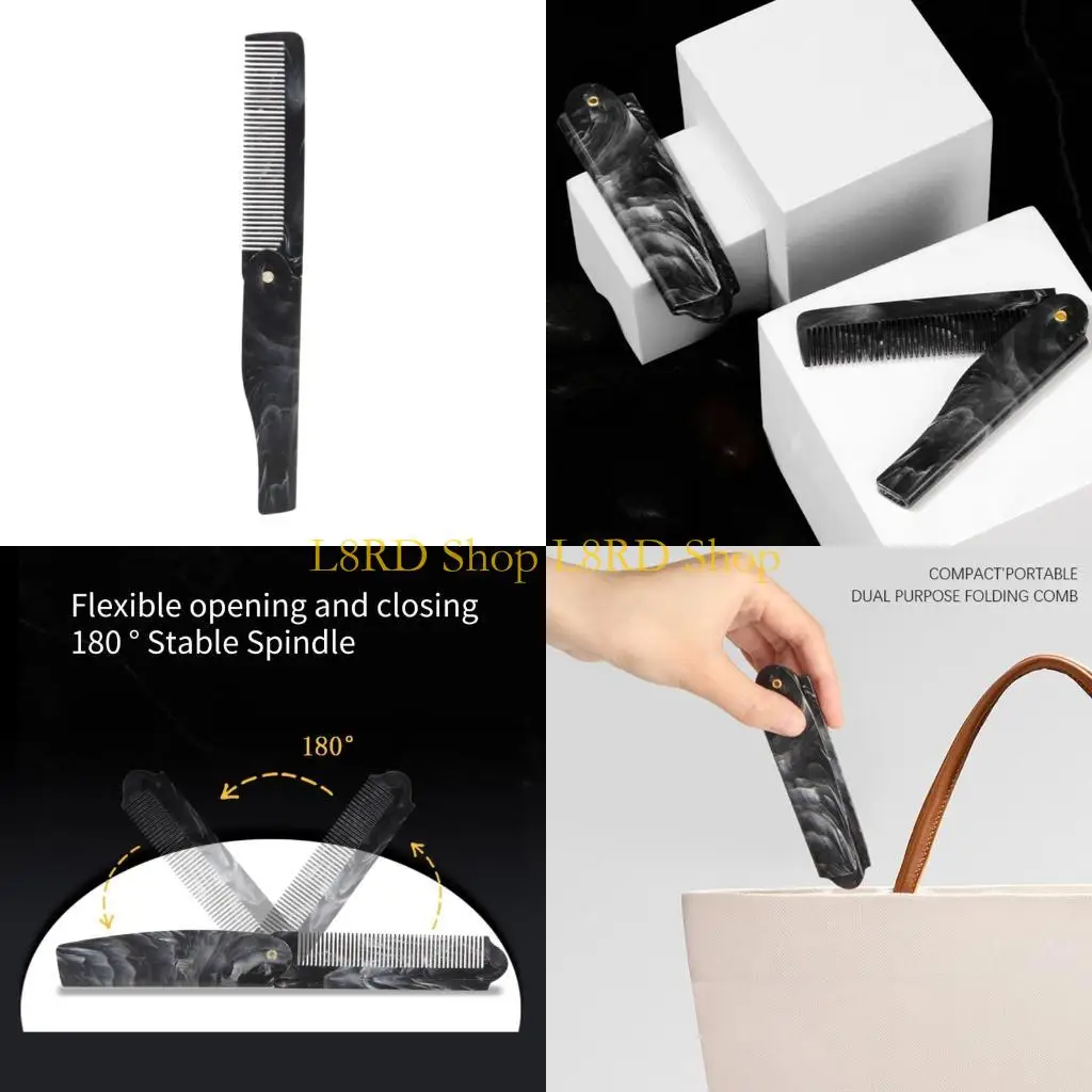 

L8RD Мужская щетка для бороды Складная расческа Инструмент для бритья Карманная расческа для бороды Расческа для укладки волос