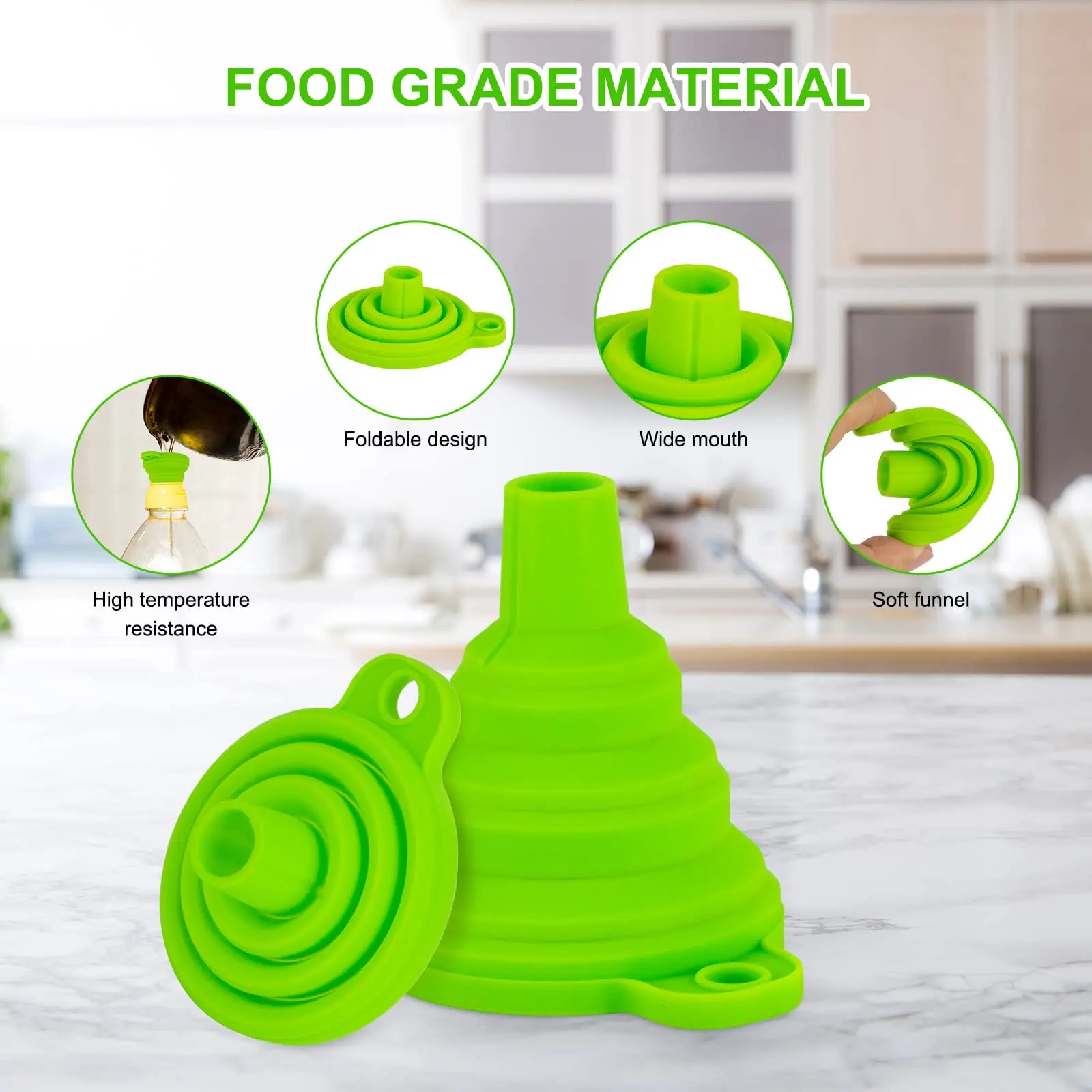 Kitchens Accessories Beer Oil Funnel Foldable Portable Funnel Suitable for Fuel Funnel Kitchen Aid Accessories Tools Gadgets Bar