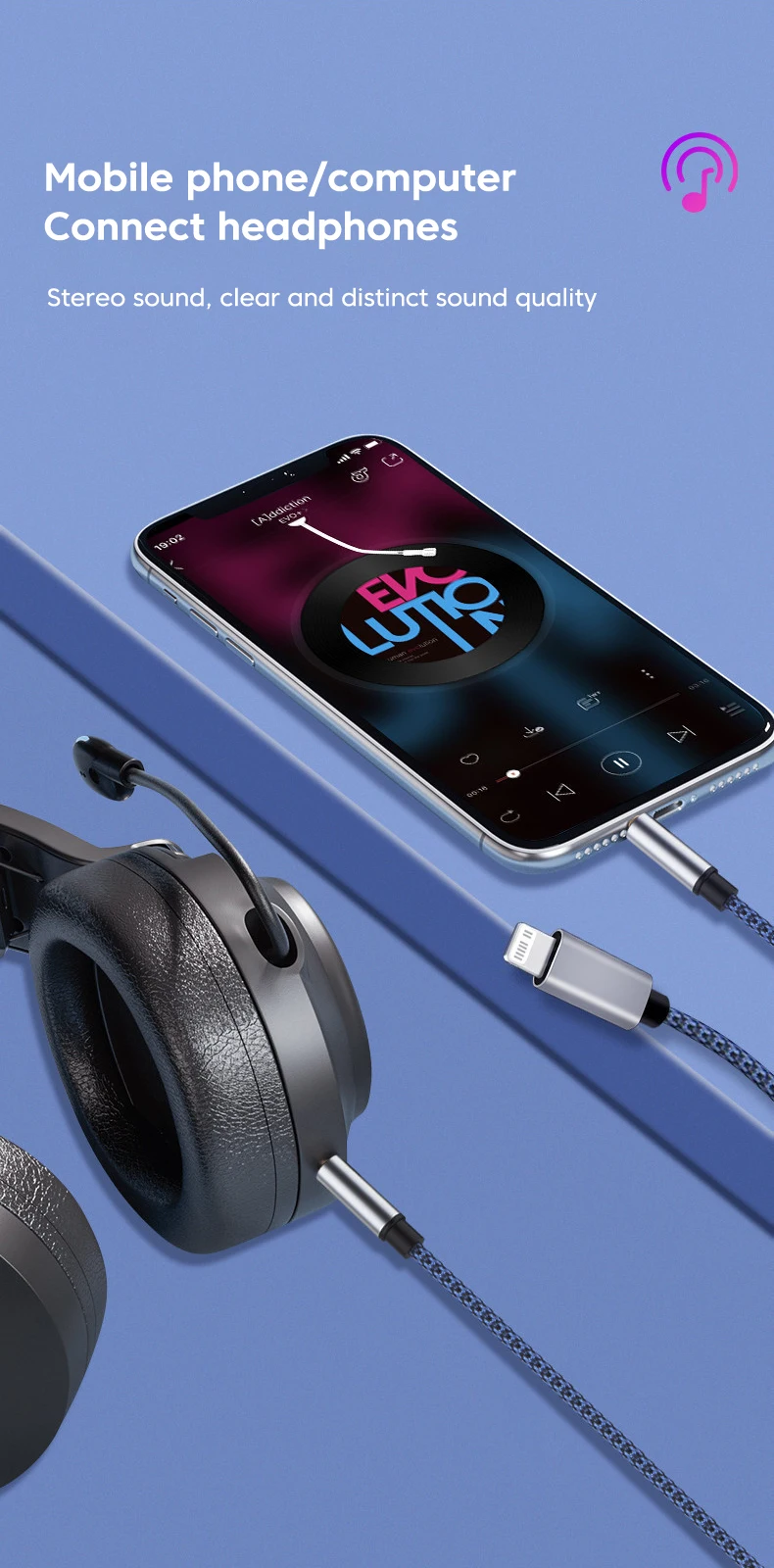 2-in-1 Aux-Audiokabel Typ C/Lightning auf 3,5-mm-Klinkenkabel für Auto-Kopfhörer, Telefon, USB-C, iOS zu 3,5-mm-Aux-Konverter-Klinkenkabel – Detail 5
