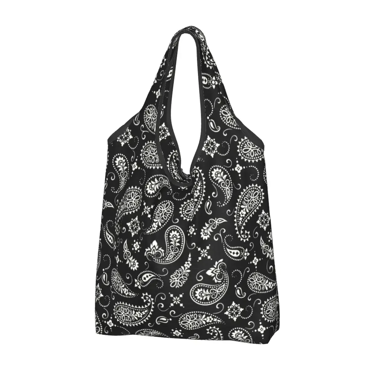 Large Reusable Paisley Hijab Pattern Grocery Bags Recycle Foldable Boho Shopping Tote Bag Washable Waterproof