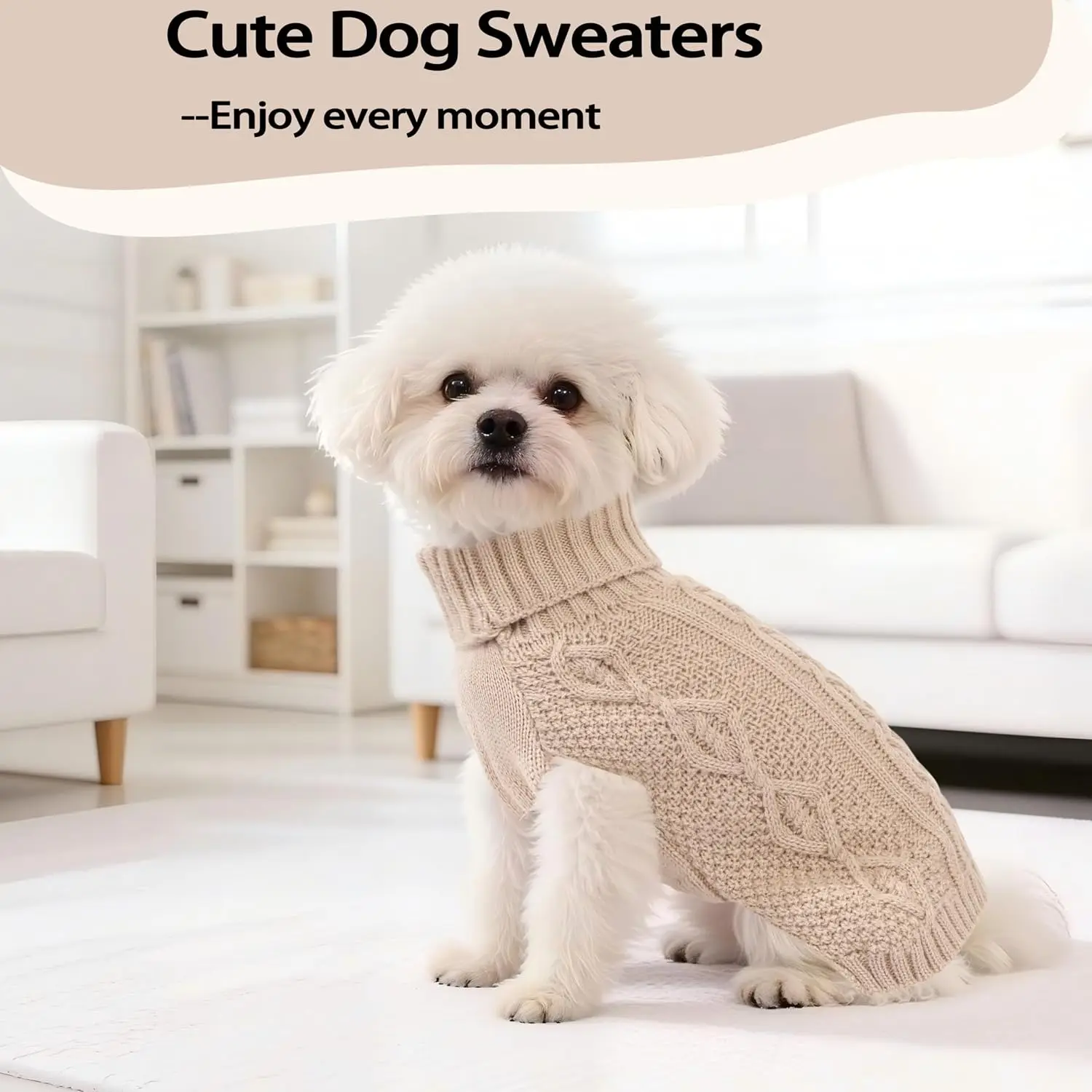 Knitted Dog Sweater Warm Sleeveless Turtleneck Puppy Pullover Knitwear Pet Cat Outfit Twisted Design Winter Clothes, Customized