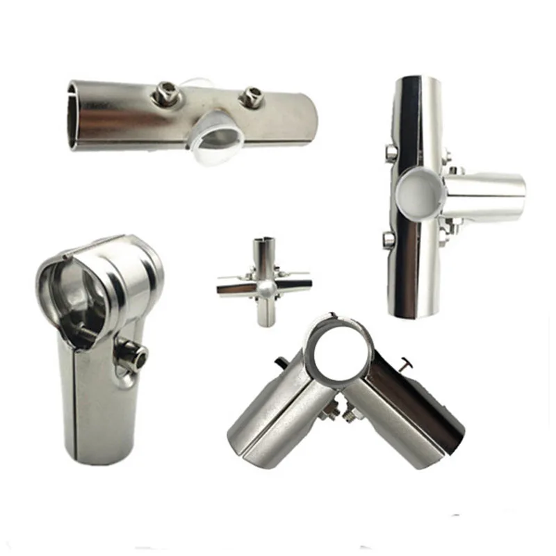 4PCS 25mm Tee  Two-Way Clothes Hanger Accessories Display Rack Fastener Joint Stainless Steel Pipe Connector