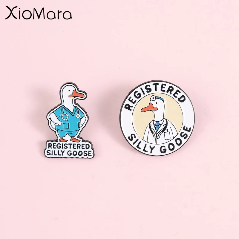 Creative Fun Goose Nurse Doctor Enamel Pin,