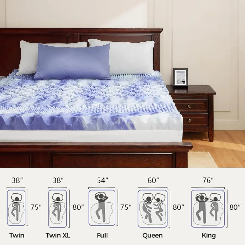 Dreamsmith 3 بوصة 7-Zone Queen Memory Foam Mattress Topper، وسادة مرتبة إسفنجية مملوءة من جل التبريد، سرير بحجم كوين، CertiPUR-US C