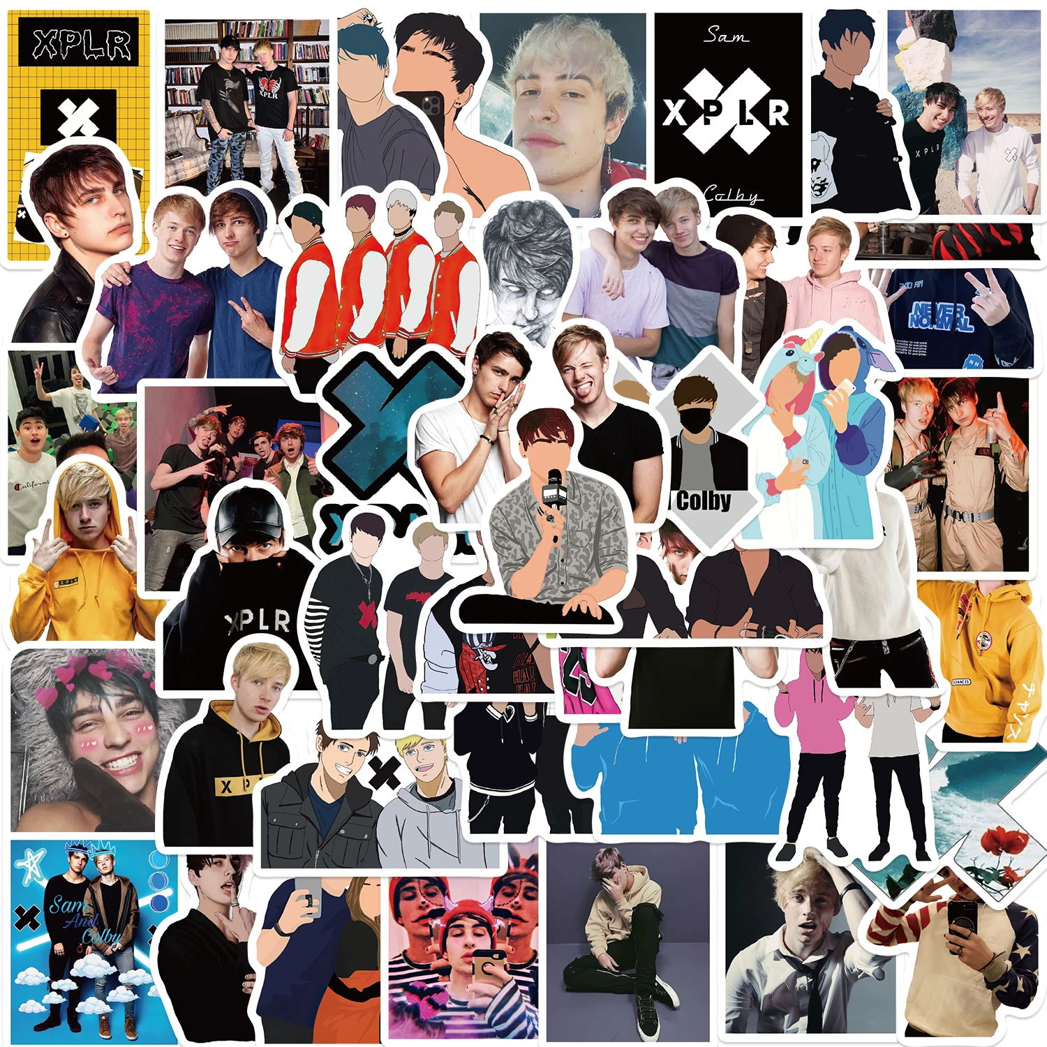 50PCS Influencer Sam and Colby SC Lover Scrapbook Stickers DIY Diary Laptop Luggage Skateboard Graffiti Decal Classic Toys