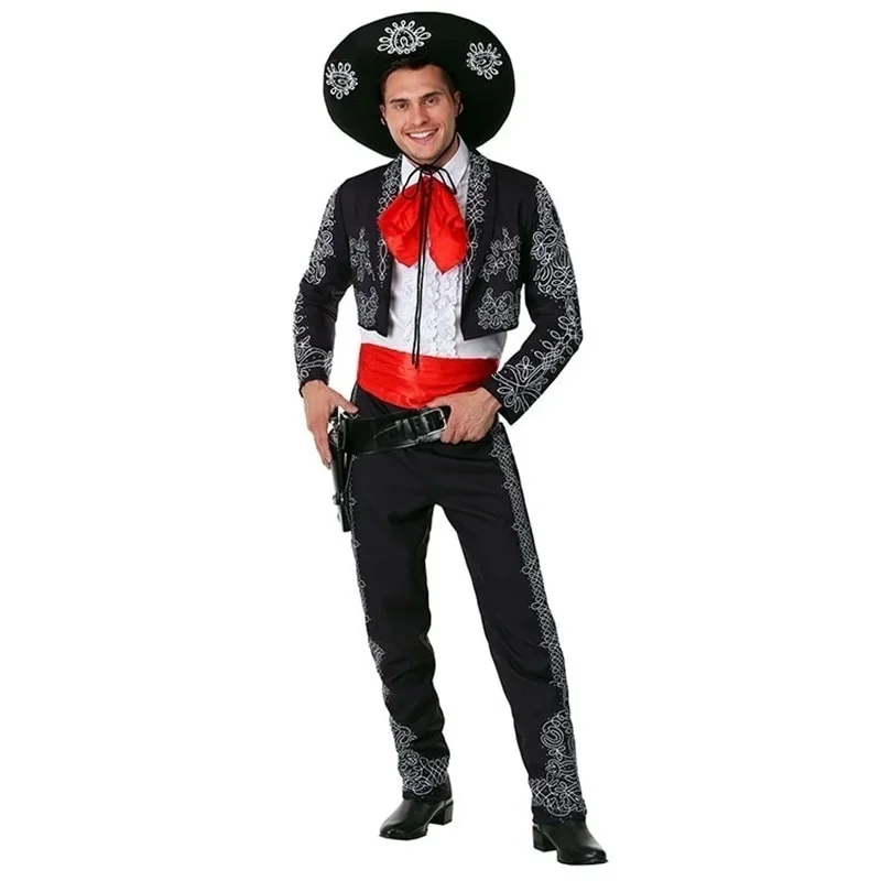 Halloween Costume for Adult American Western Movie Three Amigos!Mexican Costume Mariachi Party Set Matador Men Cosplay Carn*u*8