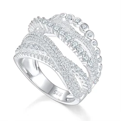 LAYA 925 Sterling Silver Multi-Line CrossAAAAA Zircon OL Style Ring For Women's Wedding High Quality Fashion Luxury Jewelry Gift