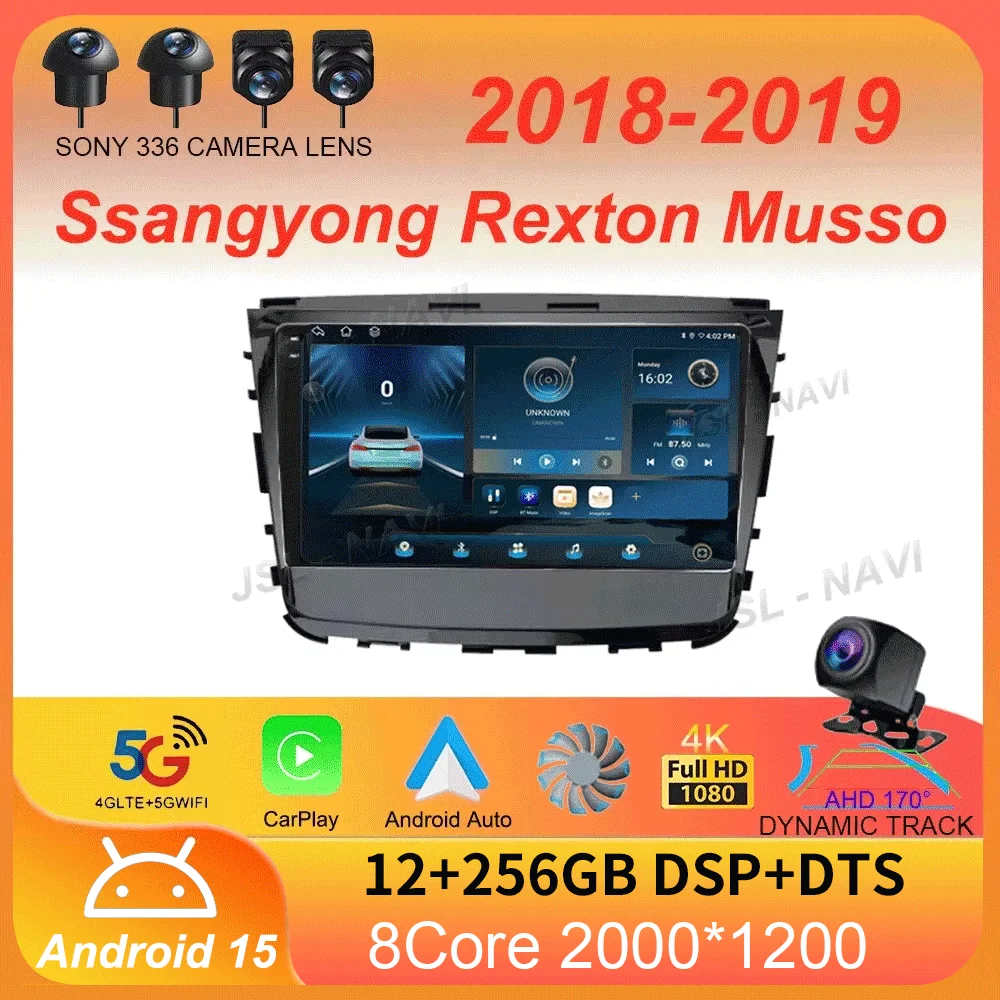 

Android15 Carplay Auto For Ssangyong Rexton Musso 2018 2019 Multimedia Navigation Car Radio Player Head Unit GPS WIFI+4G Stereo