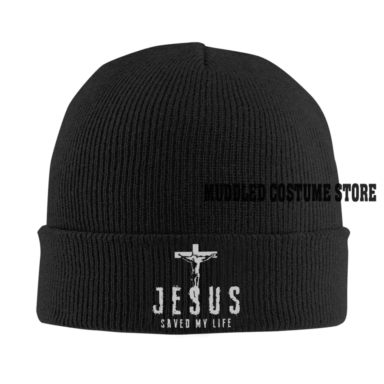 Jesús es mi ahorro de vida imágenes gorros gorras Unisex invierno cálido gorro de punto hombres mujeres calle adulto Bonnet sombreros