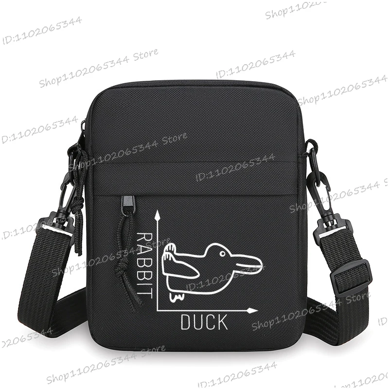 

Маленькая квадратная сумка на плечо с забавным кроликом и принтом утки для мужчин и женщин, модная повседневная сумка для мобильного телефона, 2025 Homme, сумка через плечо на молнии