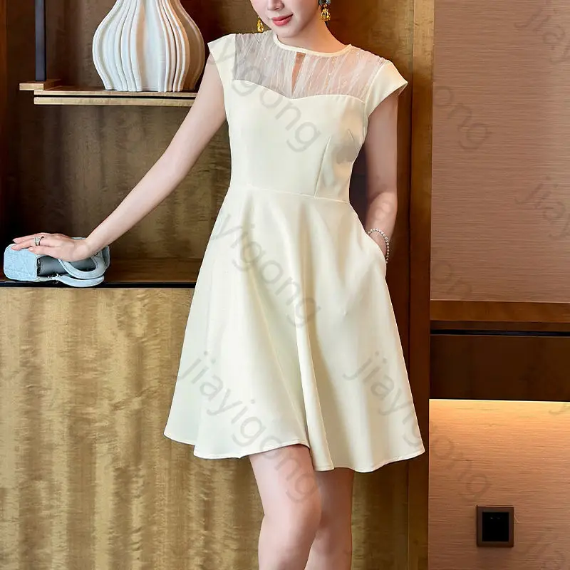 

O-Neck Sleeveless Beige Lace Cocktail Dresses Elegant Celebrity Dress Exquisite High Quality Prom Party Gown for Women Customize