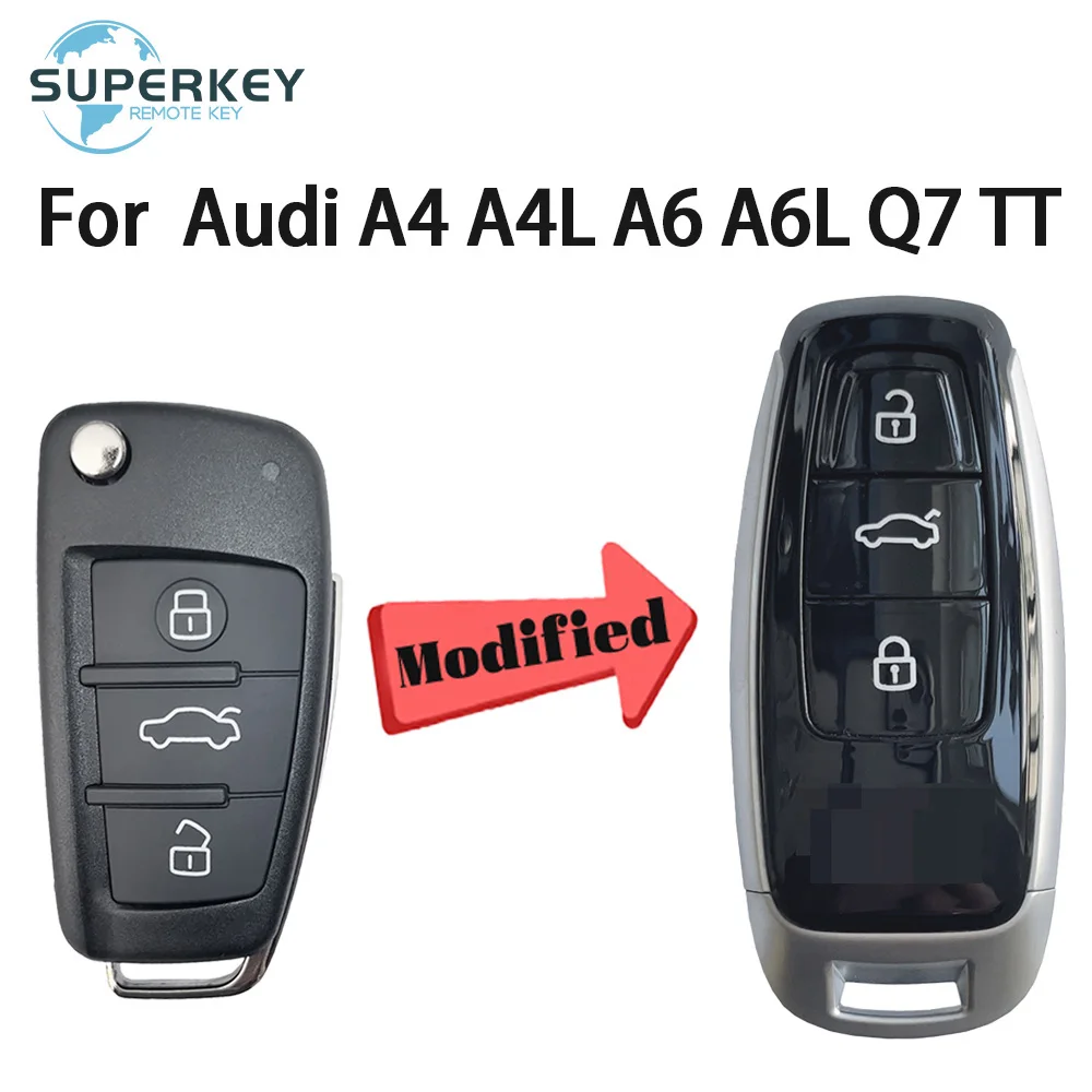 

Модифицированный чехол для Audi A4 A4L A6 A6L Q7 TT 2008 2009 2011 2013 2014 года, чехол для умного ключа автомобиля без ключа
