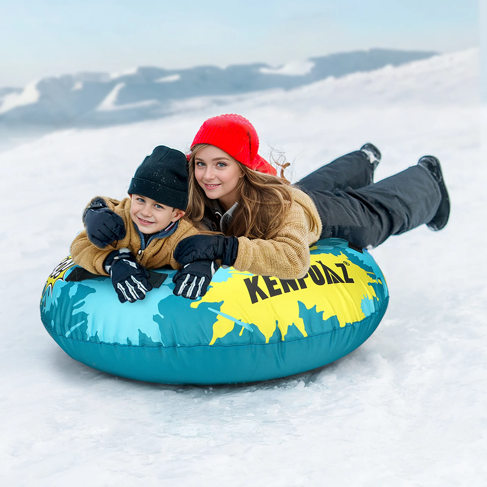 Kenpuaz Inflable Safety Snow Tube Circulares Winter Waterproof Thicken PVC Oxford Cloth Cover Pearl Cotton Handlele