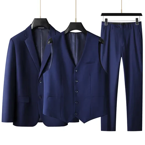 Conjunto de traje de tres piezas de talla grande de gama alta para hombre, vestido de boda Formal de negocios, abrigo, chaleco, pantalones, Combo para hombres de talla grande