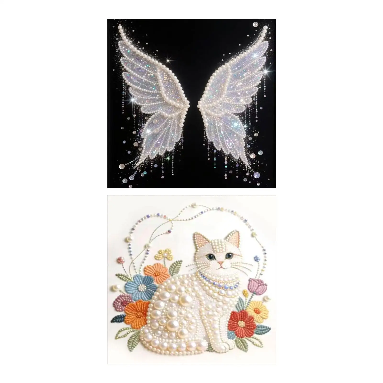 Set de pintura de perlas 5D, temática de mariposa/gatito, juguete de manualidades con diamantes de imitación, set de pintura de diamantes para adultos, decoración de pared para el hogar, sin marco