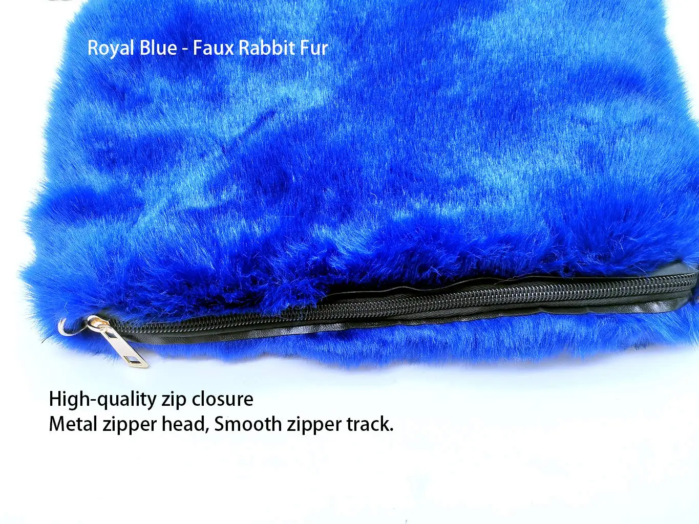 Faux Rabbit Fur Purse Fuzzy Handbags for Women Evening Handbags Al alloy Shoulder Strap Shoulder Bags Royal Blue