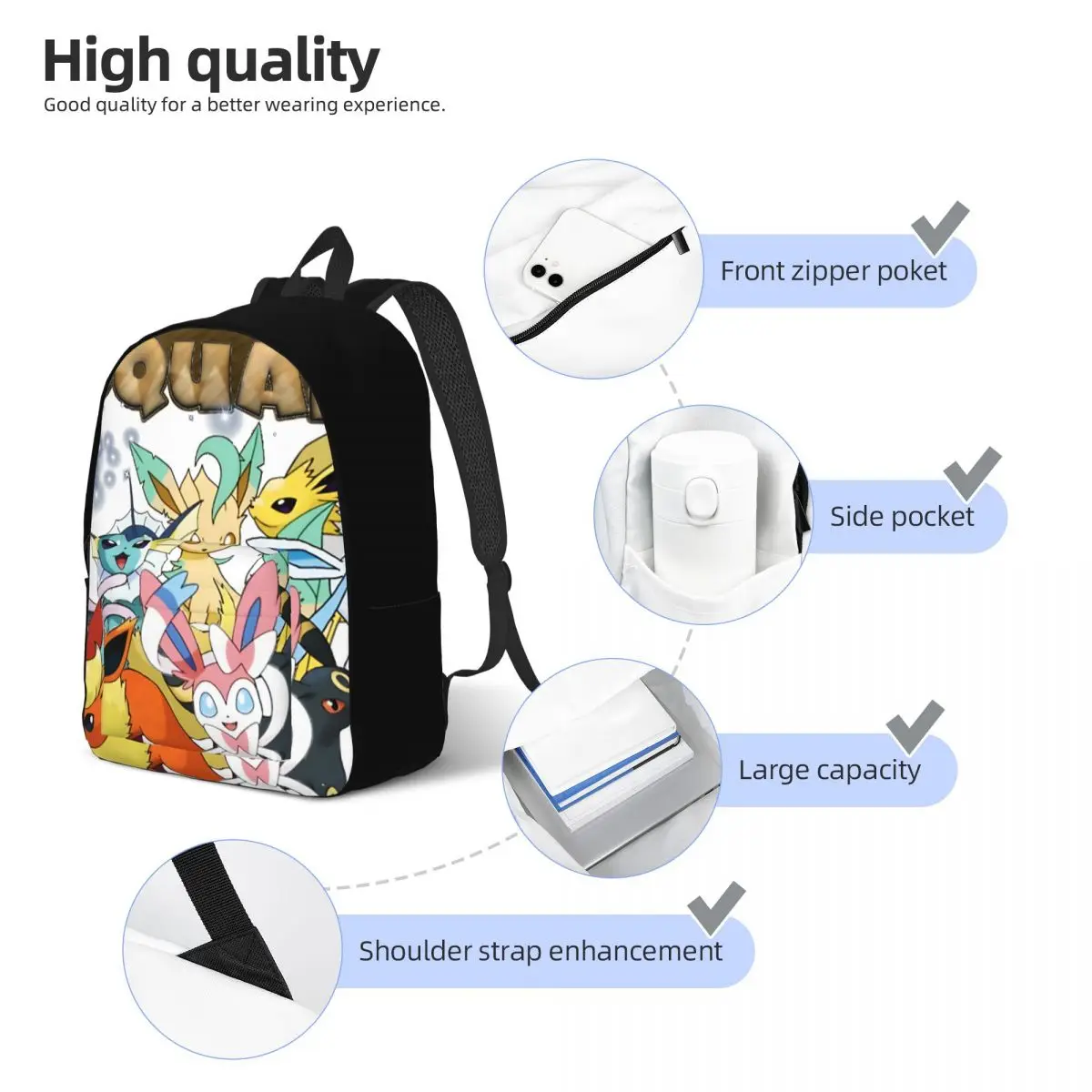 Eeveelutions  Laptop Bag Eevee For Men Kid Daily For School For Gifts Multi Compartment Kindergarten Ba