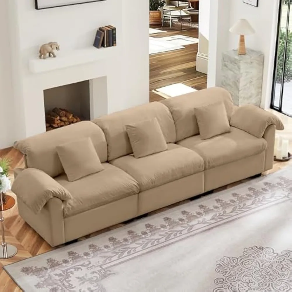 

Velvet Sofa,Modular Sofa Couch with Seats Storage，Upholstered Sectional Sofa for Living Room,Wide Arm Sofa with Lumbar 3 Pillows