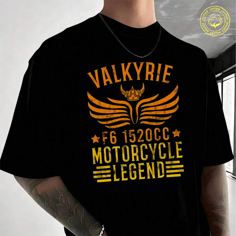 

Men Cotton T-Shirt Vintage Valkyrie Motorcycle F6 1520cc Biker Mechanic Moto T Shirt O-neck Short Sleeve Fashion Hip Hop Tees